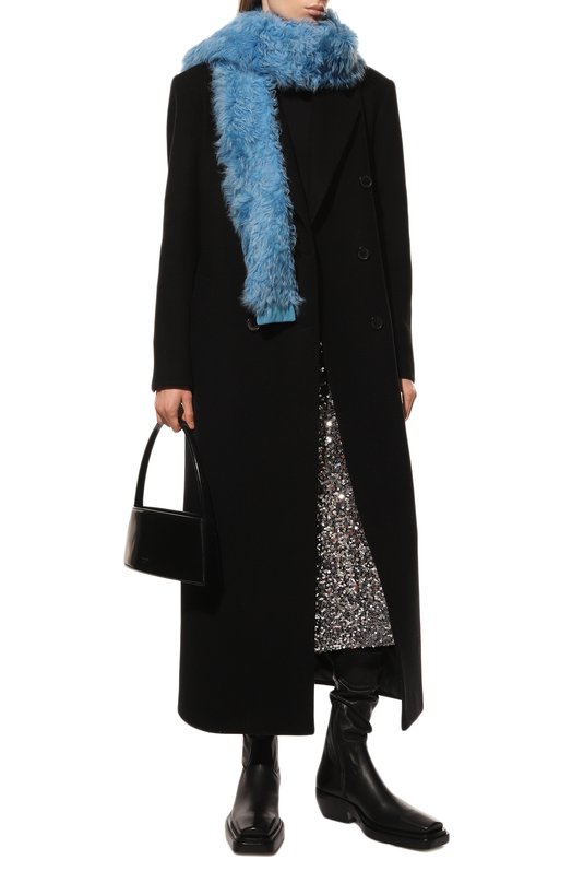 Меховой шарф из овчины DROMe Голубой, фото 2