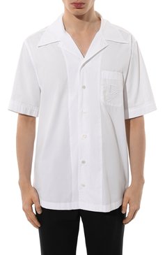 Мужская хлопковая рубашка DOLCE & GABBANA белого цвета, арт. G5MK9Z/GI731 | Фото 3 (Драгоценные камни: Проставлено; Рукава: Короткие; Материал сплава: Проставлено; Длина (для топов): Стандартные; Материал внешний: Хлопок; Принт: Однотонные; Воротник: Отложной; Случай: Повседневный; Стили: Кэжуэл)