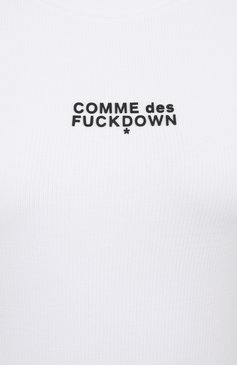 Женский хлопковый топ COMME DES FUCKDOWN белого цвета, арт. CFABW01240 | Фото 6 (Длина (для топов): Укороченные; Материал внешний: Хлопок; Рукава: Без рукавов; Стили: Кэжуэл)