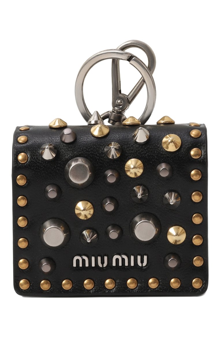 Кожаный футляр для airpods MIU MIU черного цвета, арт. 5TT139-2DQR-F0002 | Фото 1 (Нос: Не проставлено; Региональные ограничения белый список (Axapta Mercury): Не проставлено; Материал: Натуральная кожа)