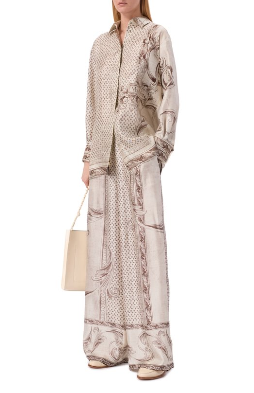 Шелковые брюки Max Mara MXMRIVE Кремовый  MXMRIVE Фото 2
