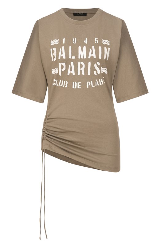 Хлопковая футболка Balmain GF0EH035/BD55 Хаки GF0EH035/BD55