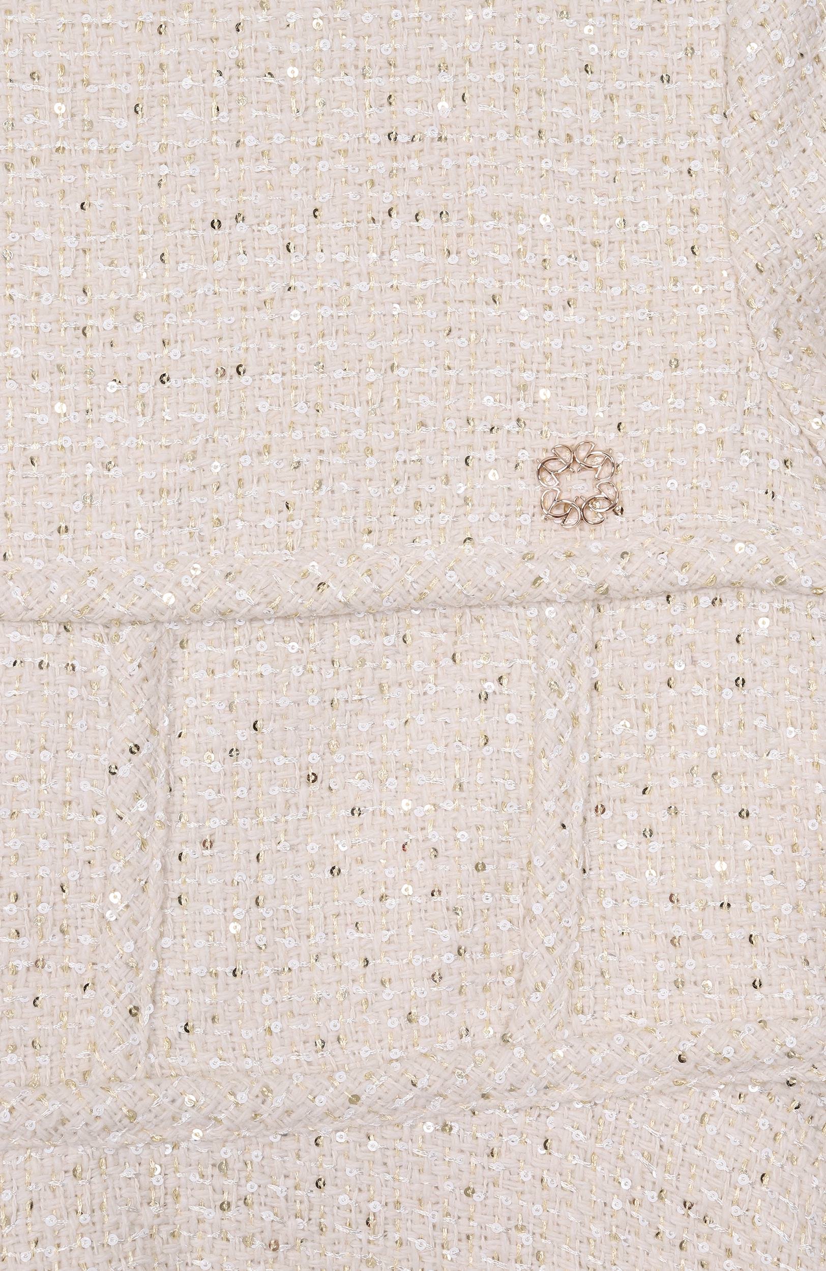 Твидовое платье ELIE SAAB JUNIOR кремового цвета по цене 87850 руб., арт. EFAB128 V1/TS1129, фото 3 Твидовое платье ELIE SAAB JUNIOR, арт. EFAB128 V1/TS1129, фото 3