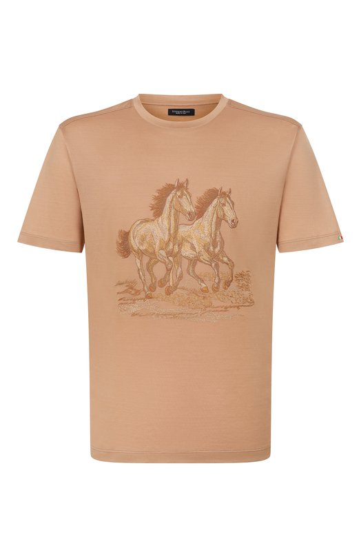 Хлопковая футболка Stefano Ricci MNH6205360/TE0001 Бежевый MNH6205360/TE0001