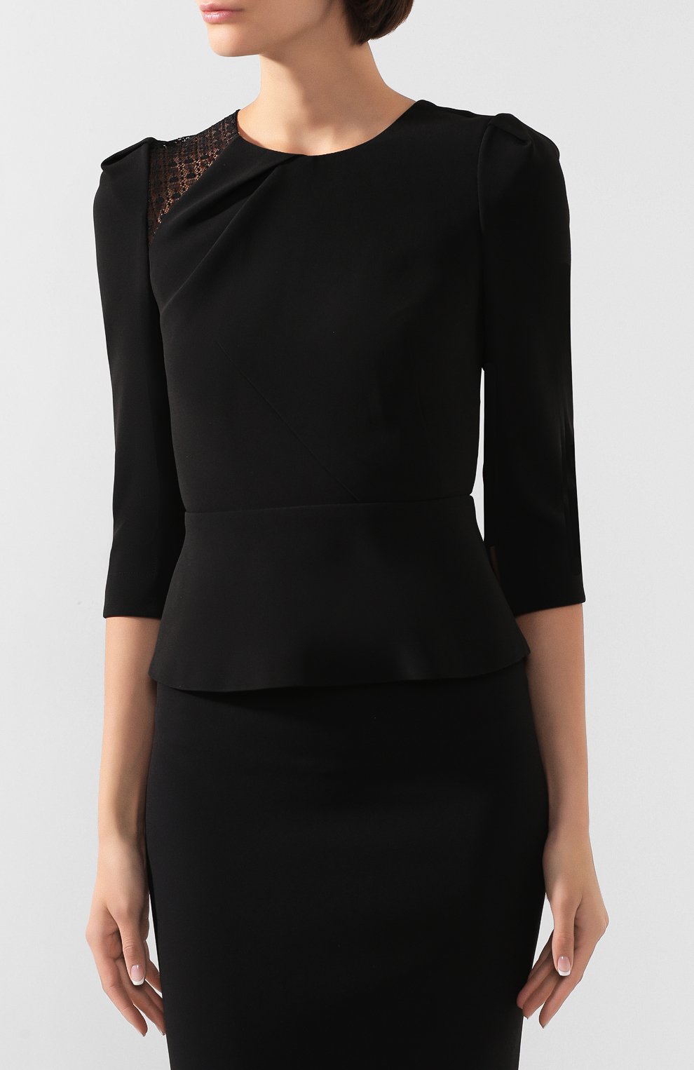 Блузка ROLAND MOURET черного цвета по цене 92100 руб., арт. PS20/S0833/F0382, фото 3 Блузка ROLAND MOURET, арт. PS20/S0833/F0382, фото 3
