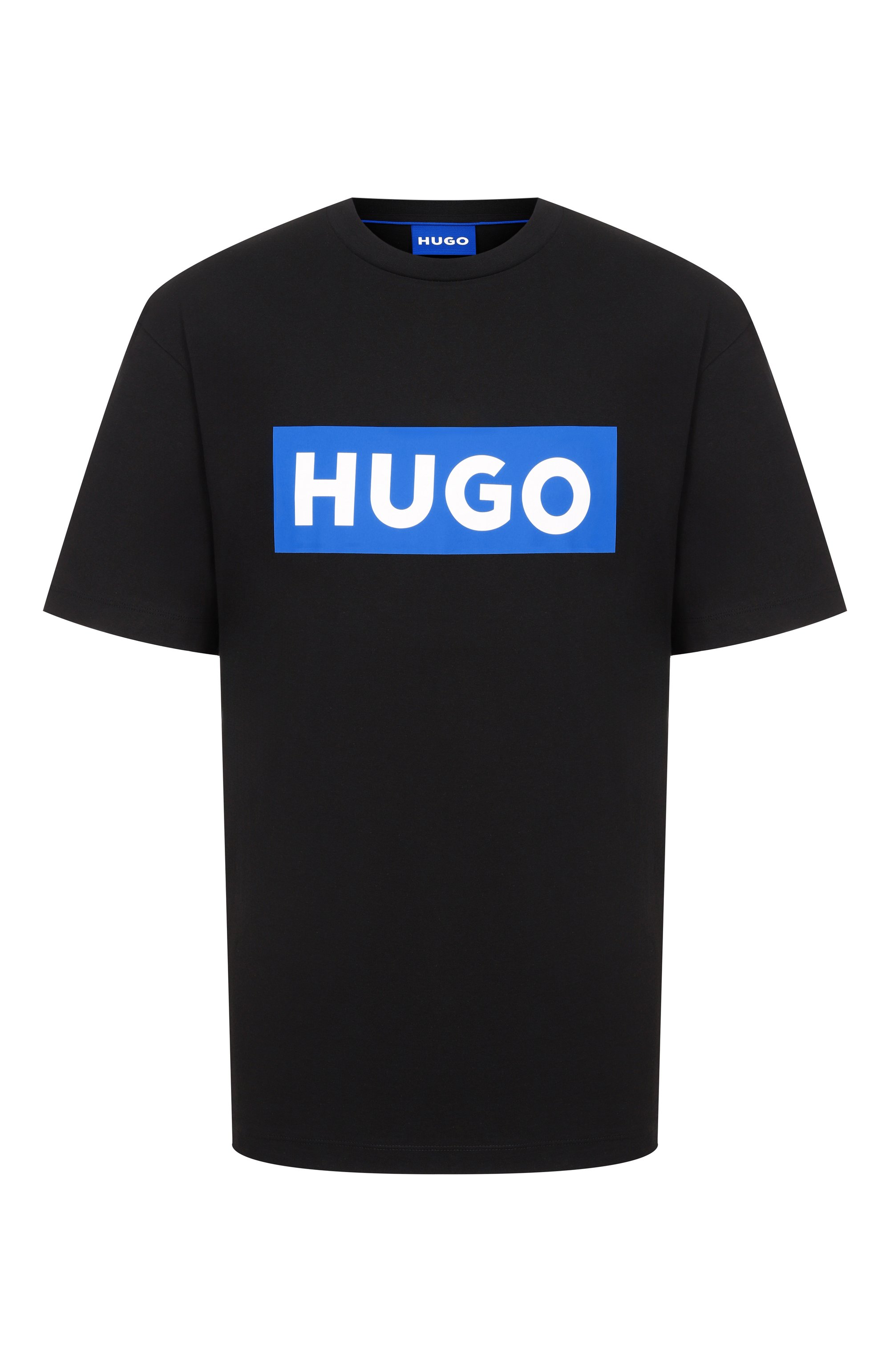 Хлопковая футболка HUGO BLUE черного цвета по цене 5475 руб., арт. 50522376, фото 1 Хлопковая футболка HUGO BLUE, арт. 50522376, фото 1