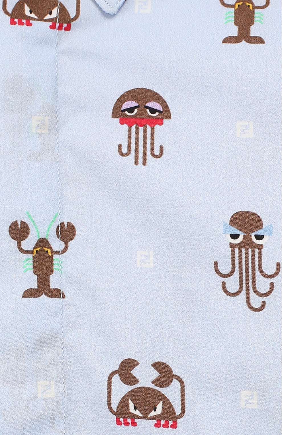 Хлопковая рубашка FENDI голубого цвета по цене 24450 руб., арт. JMC079/A69X/3A-5A, фото 3 Хлопковая рубашка FENDI, арт. JMC079/A69X/3A-5A, фото 3