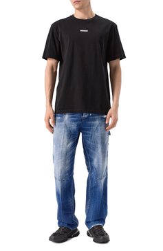 Мужская хлопковая футболка DSQUARED2 черного цвета, арт. S74GD1398/D20020 | Фото 2 (Длина (для топов): Стандартные; Рукава: Короткие; Драгоценные камни: Проставлено; Материал сплава: Проставлено; Принт: Без принта; Стили: Спорт-шик; Материал внешний: Хлопок; Мужское Кросс-КТ: Футболка-одежда; Кросс-КТ: Джерси)