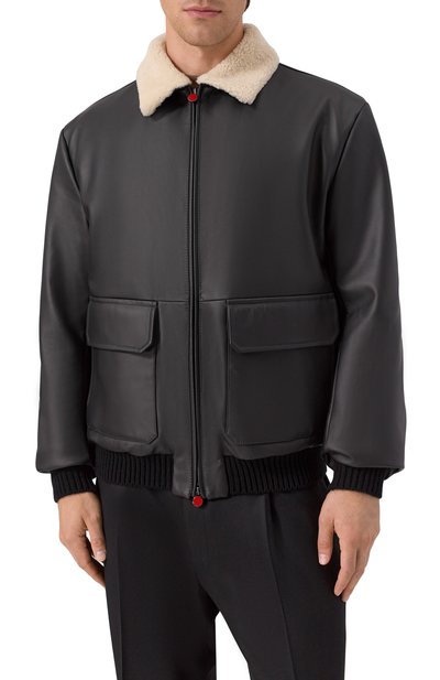 Кожаный бомбер с воротником из овчины KITON, арт. UW2240V0416H20, фото 3