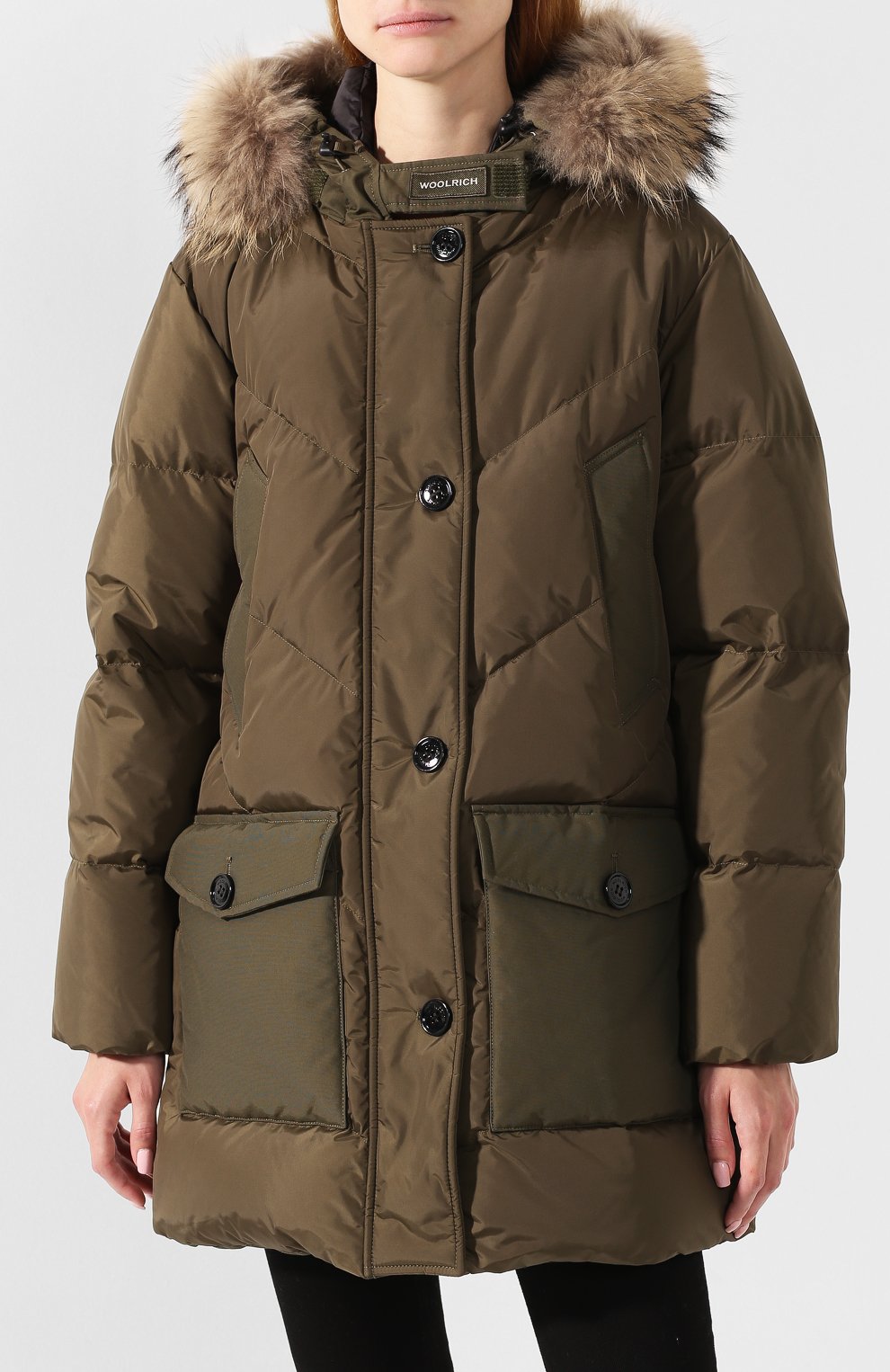 Пуховик woolrich logo WOOLRICH хаки цвета по цене 79950 руб., арт. WWCPS2789/UT1708, фото 3 Пуховик woolrich logo WOOLRICH, арт. WWCPS2789/UT1708, фото 3