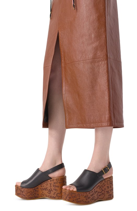 Кожаные босоножки Maxime Chloé CHC25U10GLU Чёрный  CHC25U10GLU Фото 3