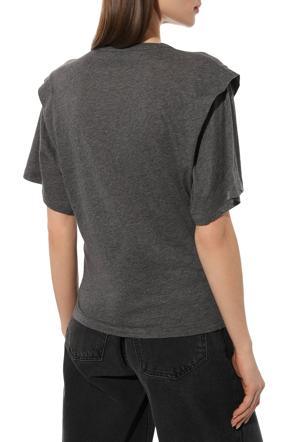 Хлопковая футболка IRO серого цвета по цене 18100 руб., арт. WP19F0RTUNA, фото 4 Хлопковая футболка IRO, арт. WP19F0RTUNA, фото 4