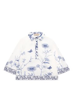 Детское хлопковая блузка ELIE SAAB JUNIOR белого цвета, арт. EFCA009 TS0896/4A-8A | Фото 1 (Рукава: Длинные; Случай: Повседневный; Материал сплава: Проставлено; Материал внешний: Хлопок; Драгоценные камни: Проставлено; Ростовка одежда: 6 лет | 116 см, 8 лет | 128 см)