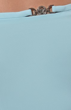 Женская шерстяная юбка VERSACE голубого цвета, арт. 1011395/1A08585 | Фото 5 (Материал внешний: Шерсть; Длина Ж (юбки, платья, шорты): Мини; Женское Кросс-КТ: Юбка-одежда; Материал сплава: Проставлено; Драгоценные камни: Проставлено; Стили: Кэжуэл)