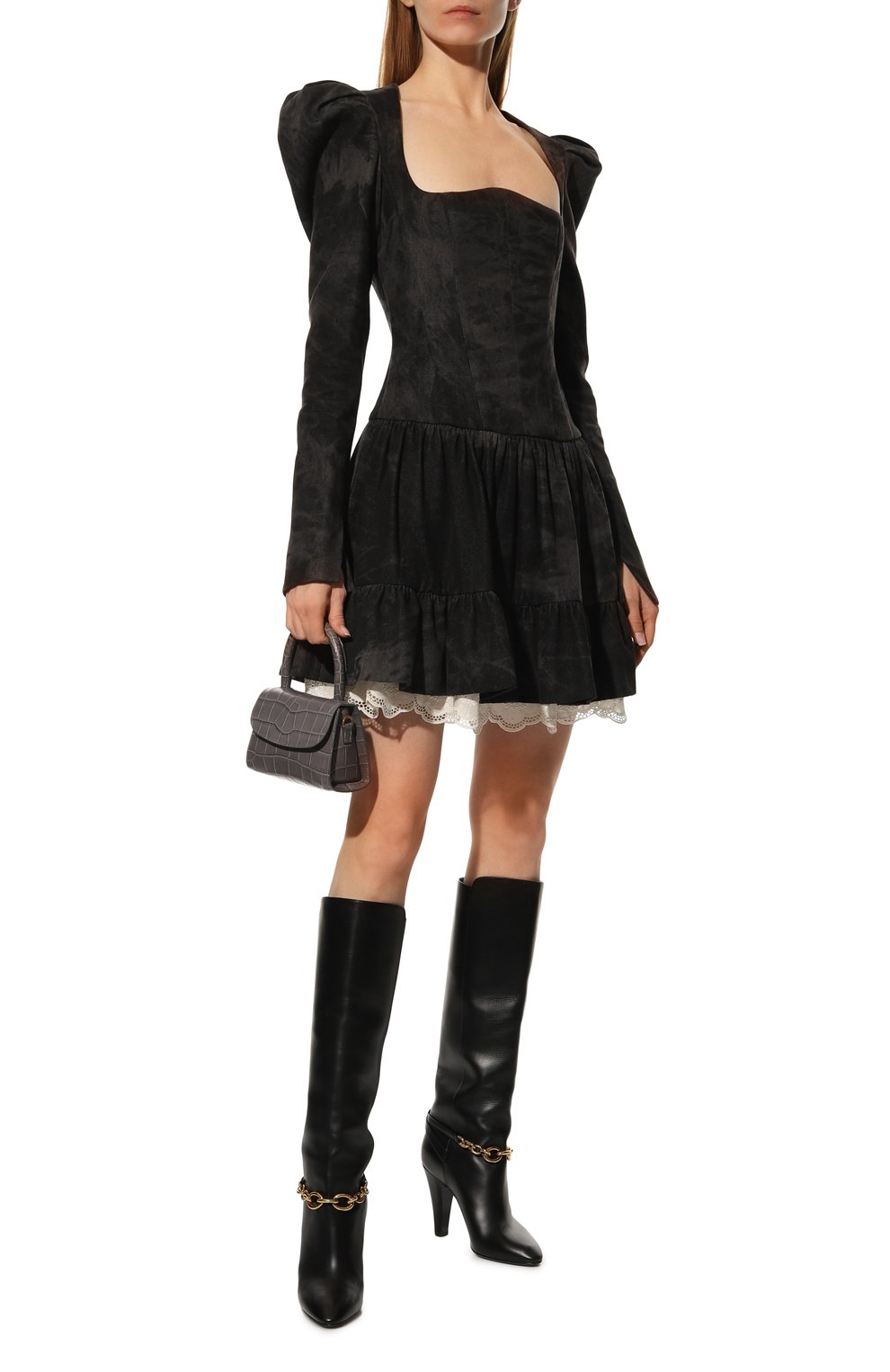 Хлопковое платье YANA DRESS темно-серого цвета по цене 175000 руб., арт. 4-23/0-708-2901/6, фото 2 Хлопковое платье YANA DRESS, арт. 4-23/0-708-2901/6, фото 2