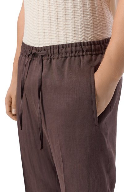 Брюки изо льна и шерсти CORNELIANI темно-коричневого цвета по цене 65650 руб., арт. 274554/2718468, фото 5 Брюки изо льна и шерсти CORNELIANI, арт. 274554/2718468, фото 5