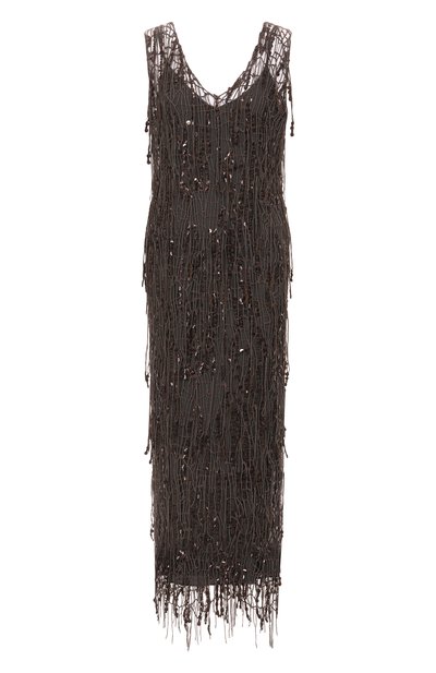 Женское платье с отделкой пайетками BRUNELLO CUCINELLI, арт. MSFR21A82