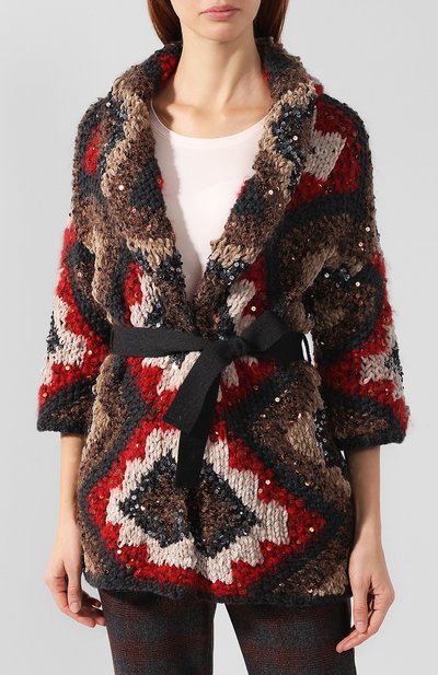 Вязаной кардиган с поясом и пайетками BRUNELLO CUCINELLI, арт. M9Z611026, фото 3