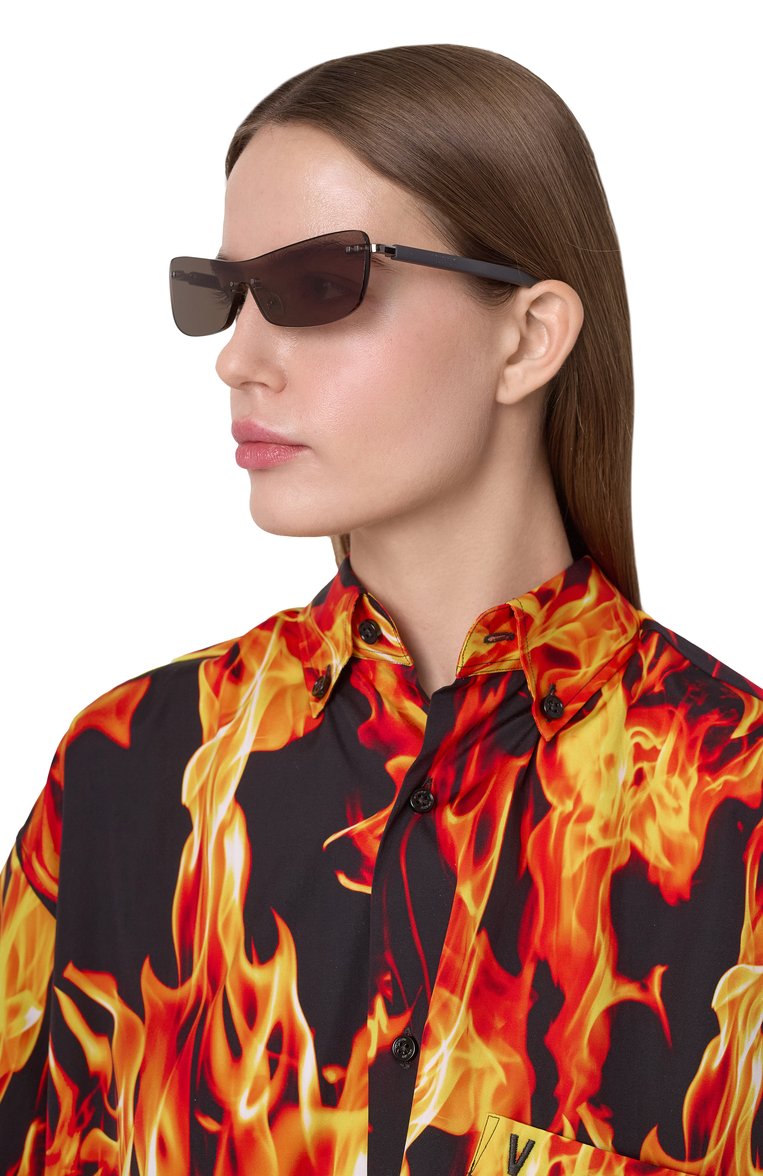 Женские солнцезащитные очки JACQUEMUS черного цвета, арт. JAC69 C1SUN | Фото 2 (Тип очков: С/з; Материал: Металл; Очки форма: Маска; Оптика Гендер: оптика-женское)
