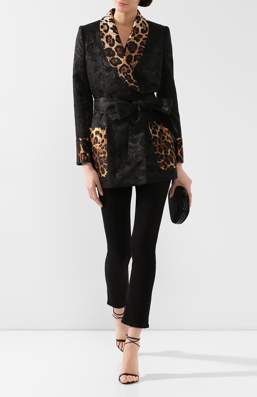 Жакет с поясом DOLCE & GABBANA черного цвета по цене 385500 руб., арт. F29DHT/FJRDJ, фото 2 Жакет с поясом DOLCE & GABBANA, арт. F29DHT/FJRDJ, фото 2