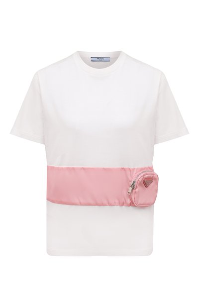 Женская хлопковая футболка PRADA, арт. 135684-1XBH-F0AY1-202