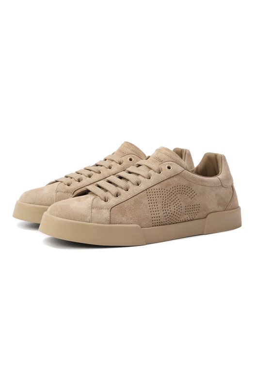 Замшевые кеды Strobel Portofino Light Dolce & Gabbana CS2324/A9T67 Бежевый CS2324/A9T67