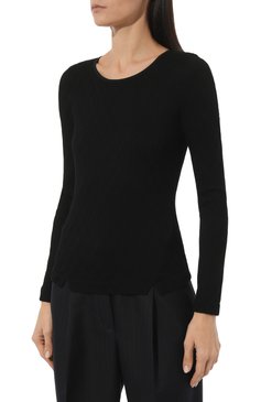 Женский пуловер из вискозы и кашемира GIORGIO ARMANI черного цвета, арт. 6RAM61/AJJGZ | Фото 3 (Материал внешний: Вискоза; Материал сплава: Проставлено; Драгоценные камни: Проставлено; Длина (для топов): Стандартные; Рукава: Длинные; Стили: Кэжуэл; Женское Кросс-КТ: Пуловер-одежда)