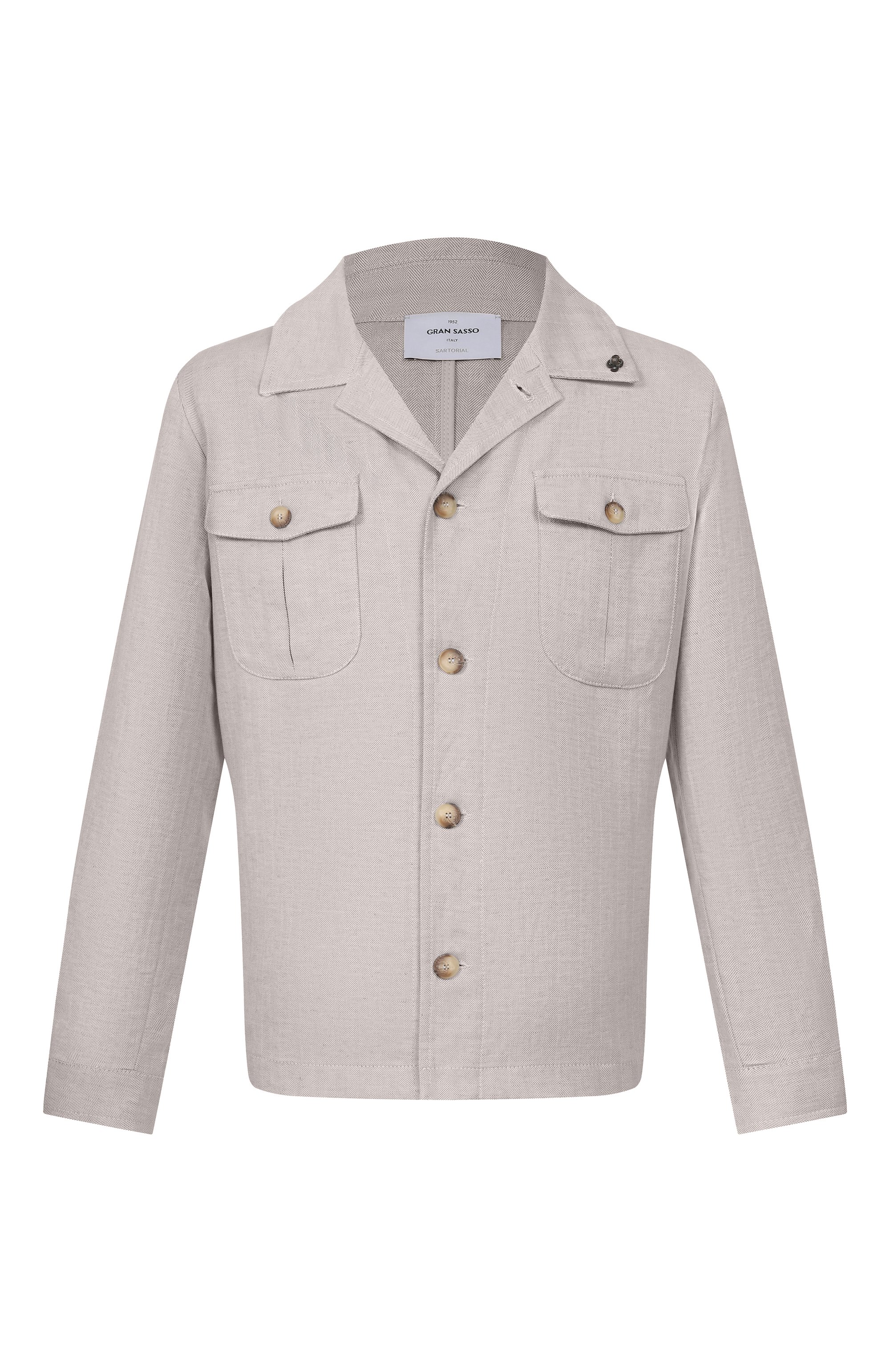 Куртка-рубашка изо льна и хлопка GRAN SASSO светло-бежевого цвета по цене 59950 руб., арт. 78174/57000, фото 1 Куртка-рубашка изо льна и хлопка GRAN SASSO, арт. 78174/57000, фото 1