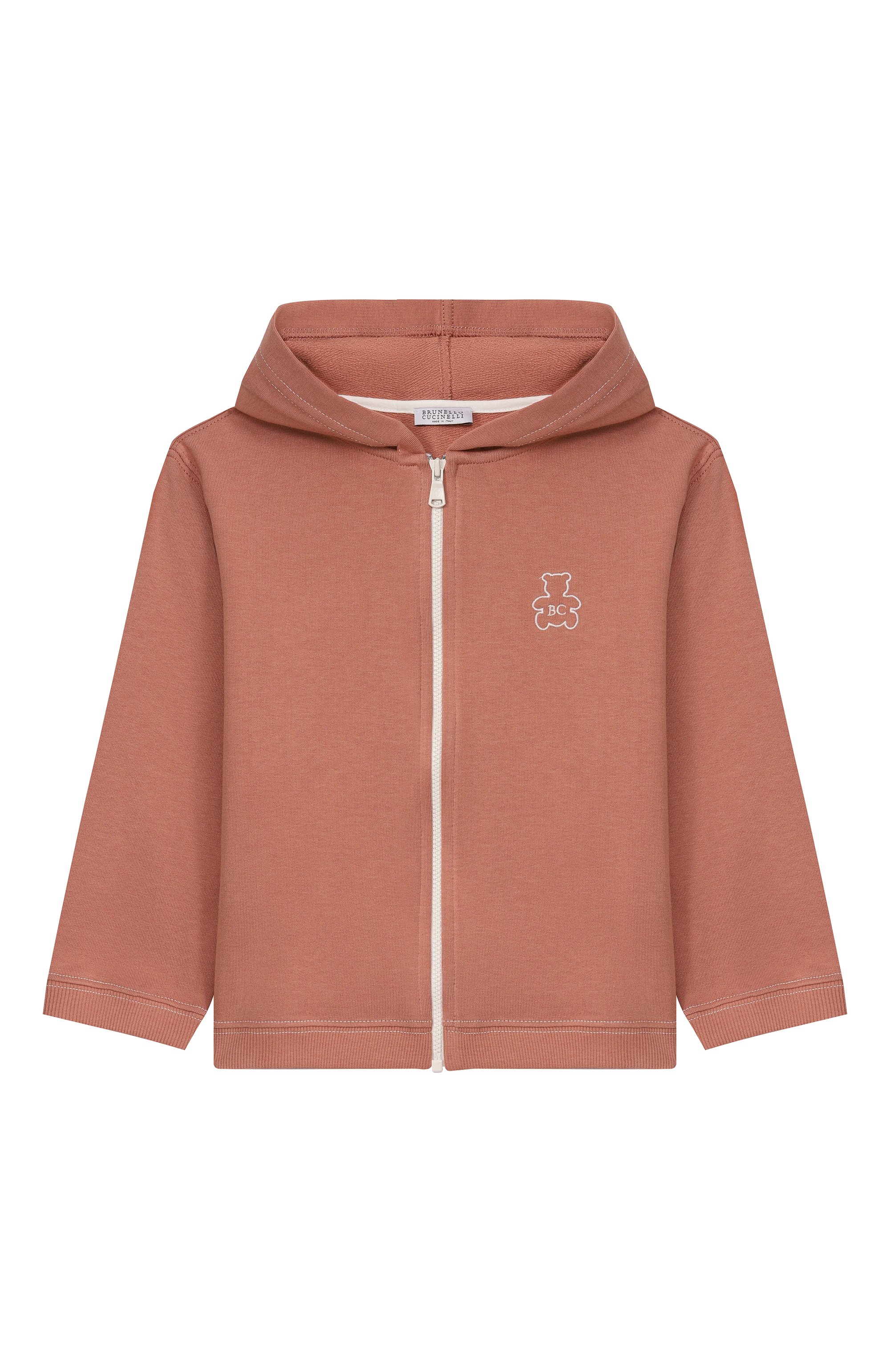 Комплект из толстовки и брюк BRUNELLO CUCINELLI кораллового цвета по цене 86900 руб., арт. BD824MT02S, фото 2 Комплект из толстовки и брюк BRUNELLO CUCINELLI, арт. BD824MT02S, фото 2