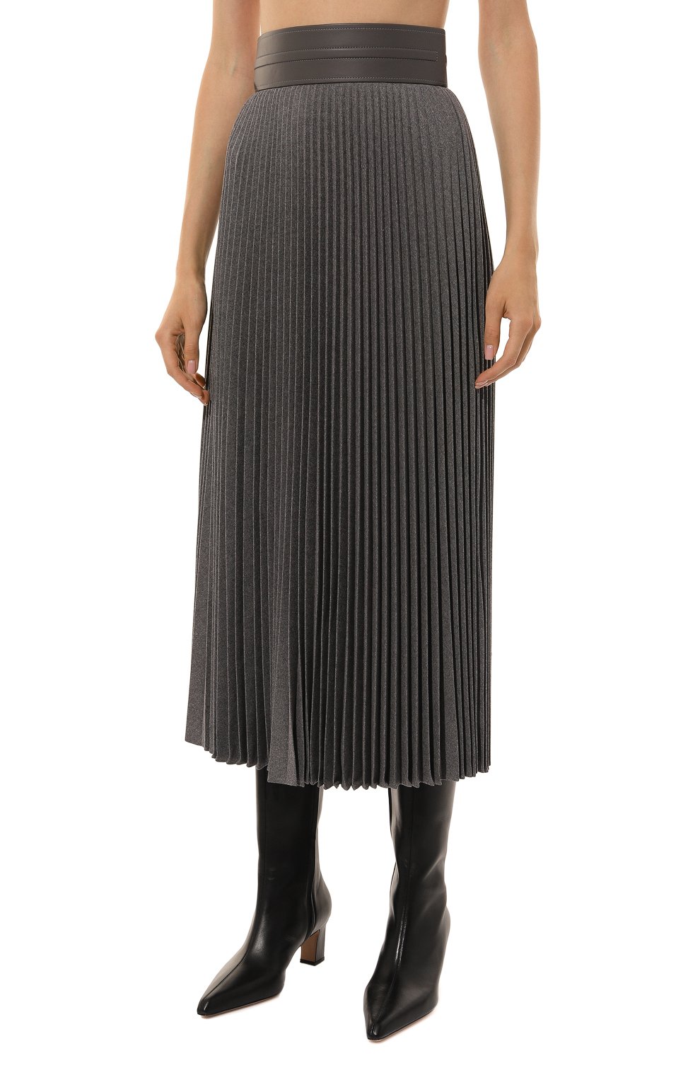 Шерстяная юбка AGNONA серого цвета по цене 198500 руб., арт. TG0403E/UW006E, фото 3 Шерстяная юбка AGNONA, арт. TG0403E/UW006E, фото 3