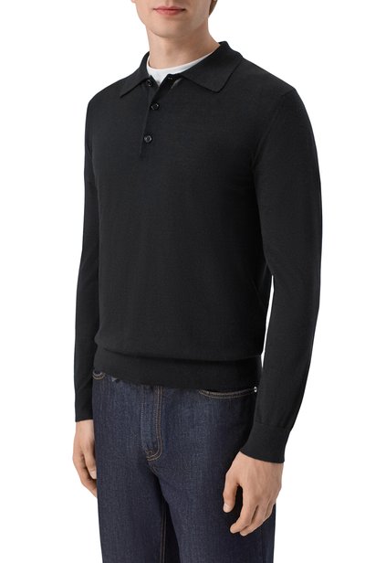 Поло из кашемира и шелка BRIONI черного цвета по цене 223500 руб., арт. UMR30L/P1K82, фото 3 Поло из кашемира и шелка BRIONI, арт. UMR30L/P1K82, фото 3