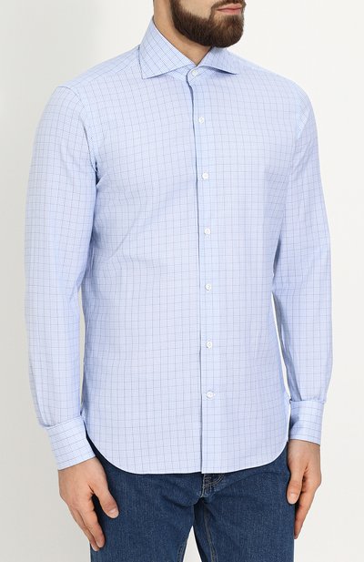 Хлопковая рубашка с воротником акула ANDREA CAMPAGNA, арт. 6-2050, фото 3