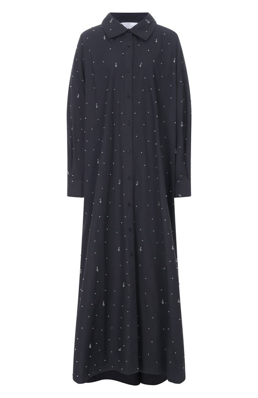 Хлопковое платье с отделкой стразами Giuseppe di Morabito 06PSDR916R 16406 Чёрный 06PSDR916R 16406