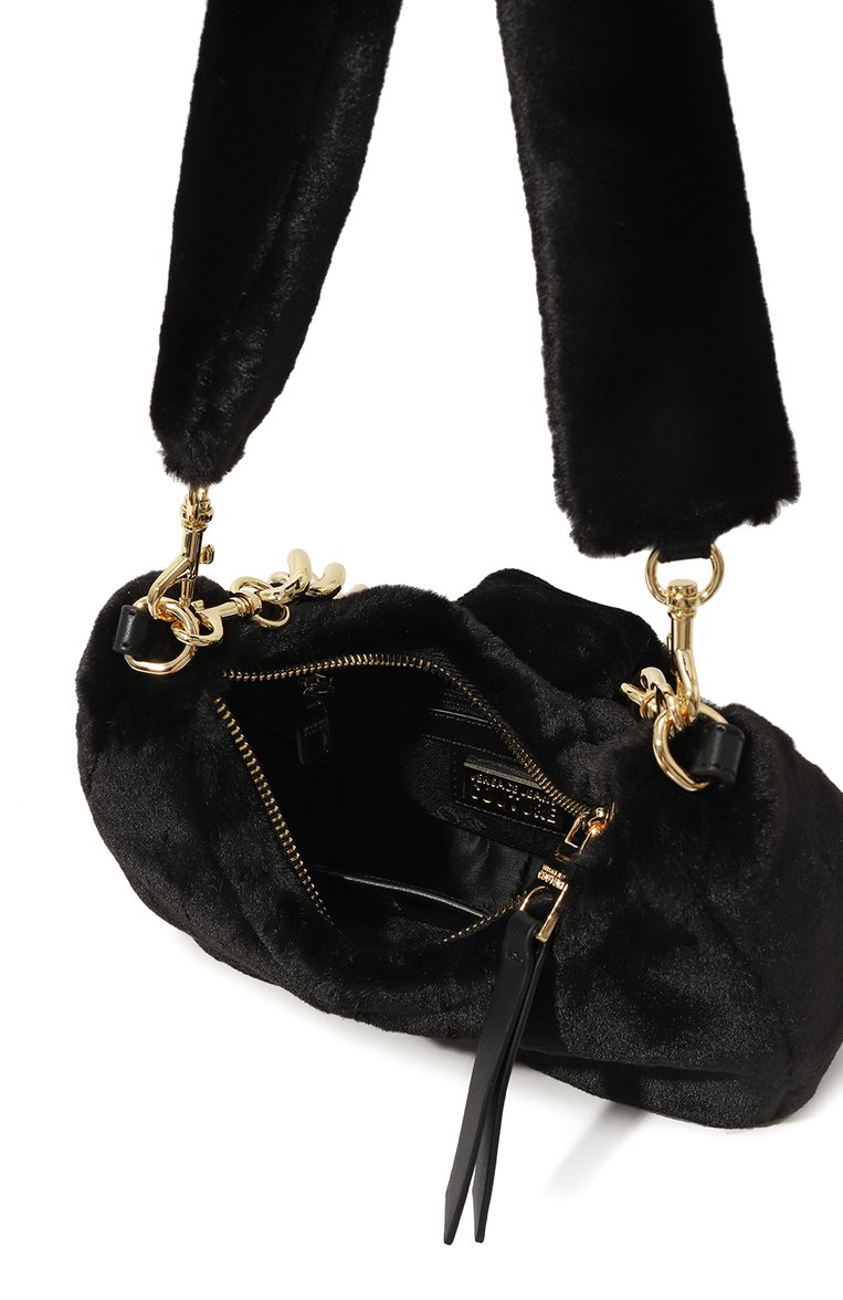 Женская сумка VERSACE JEANS COUTURE черного цвета, арт. 75VA4BFG/ZS813 | Фото 5 (Сумки-технические: Сумки через плечо; Материал сплава: �Проставлено; Материал: Текстиль; Драгоценные камни: Проставлено; Размер: small)