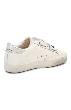 Детские кожаные кеды superstar GOLDEN GOOSE DELUXE BRAND серебряного цвета, арт. G36KS321.J1 | Фото 3 (Материал внутренний: Натуральная кожа; Кросс-КТ: велькро; Девочки Кросс-КТ: Обувь-низкие; Нос: Не проставлено; Материал сплава: Проставлено; Материал внешний: Натуральная кожа)