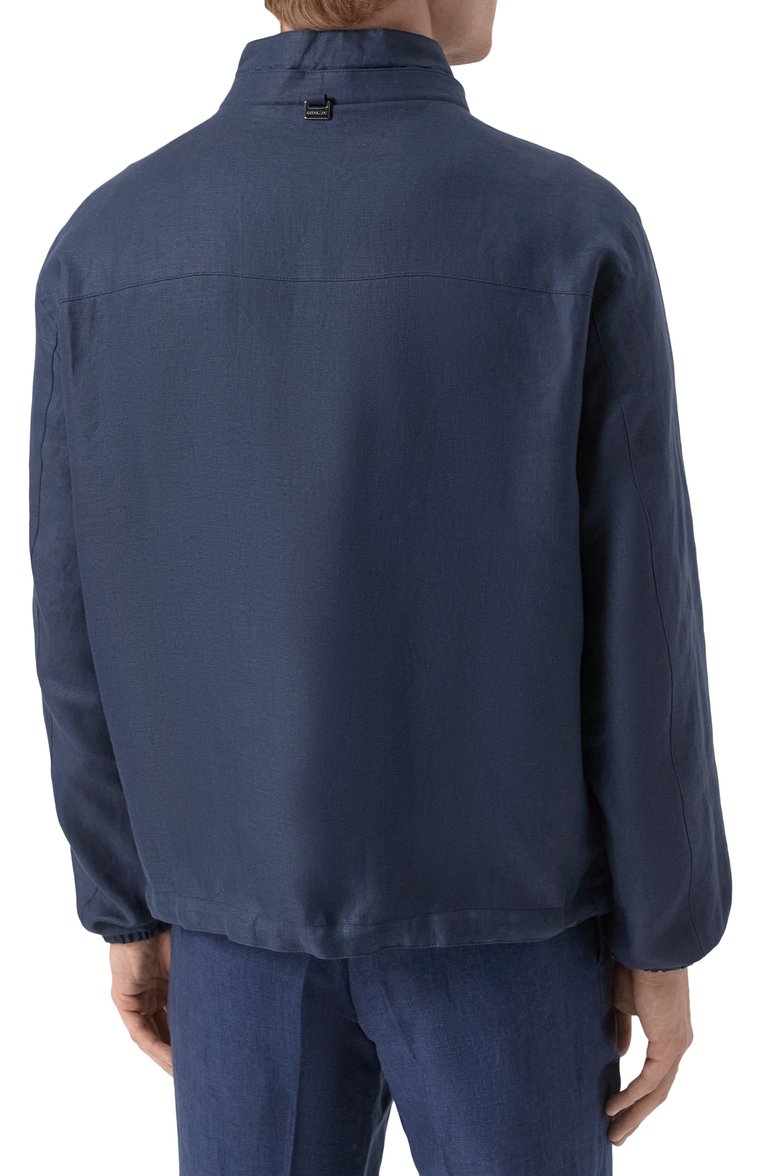 Мужская двусторонняя куртка CORNELIANI темно-синего цвета, арт. 25L5P3-2520153 | Фото 9 (Рукава: Длинные; Материал внешний: Лен; Длина (верхняя одежда): Короткие; Материал подклада: Синтетический материал; Кросс-КТ: Легкие; Стили: Кэжуэл)