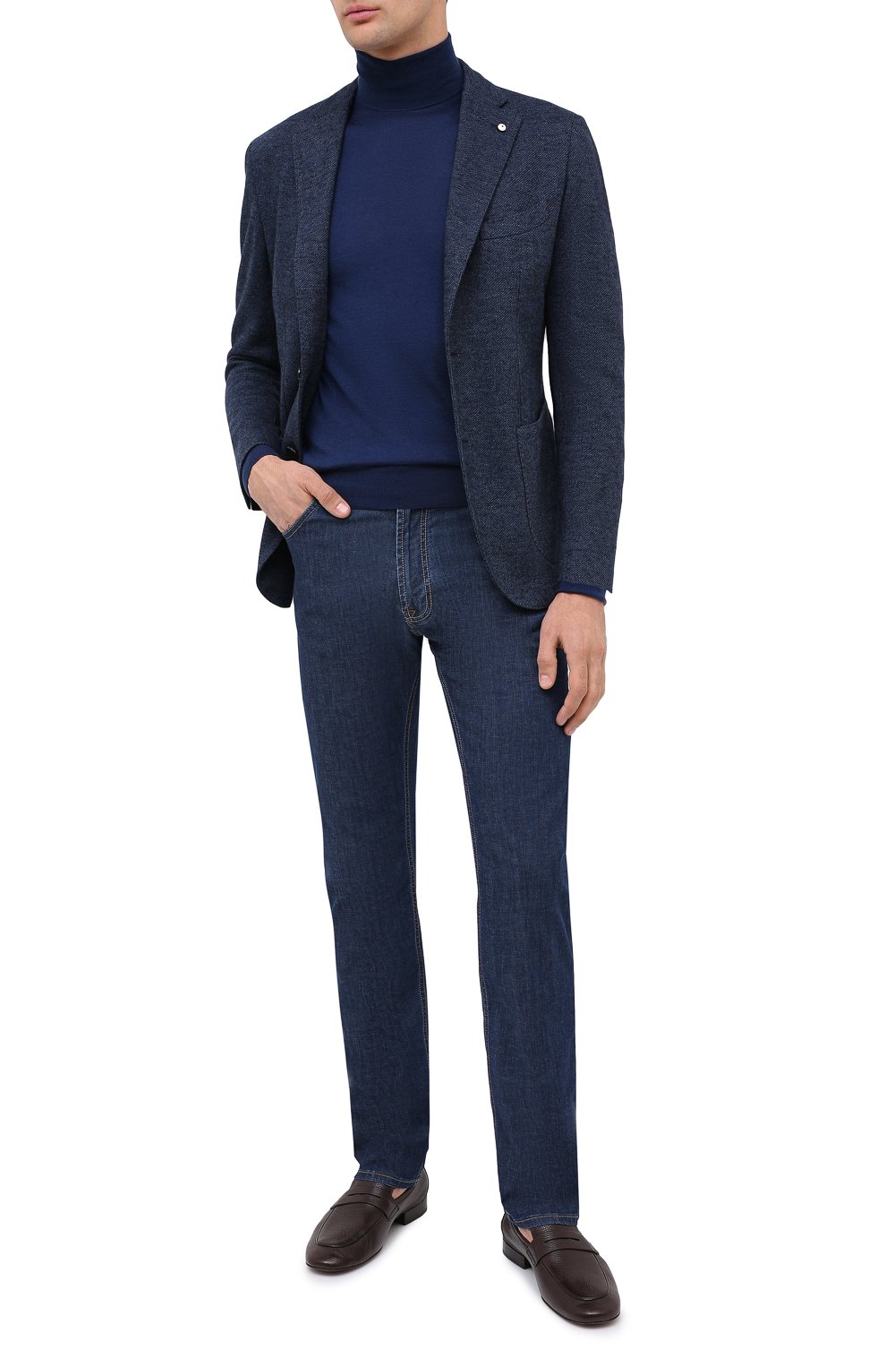 Однобортный пиджак L.B.M. 1911 темно-синего цвета по цене 84750 руб., арт. 2817/05119, фото 2 Однобортный пиджак L.B.M. 1911, арт. 2817/05119, фото 2