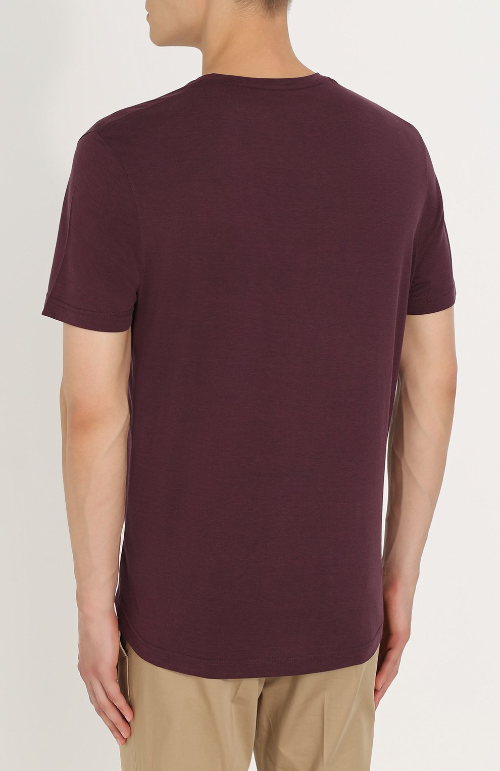 Футболка из шелка и хлопка LORO PIANA бордового цвета по цене 44200 руб., арт. FAF6128, фото 4 Футболка из шелка и хлопка LORO PIANA, арт. FAF6128, фото 4