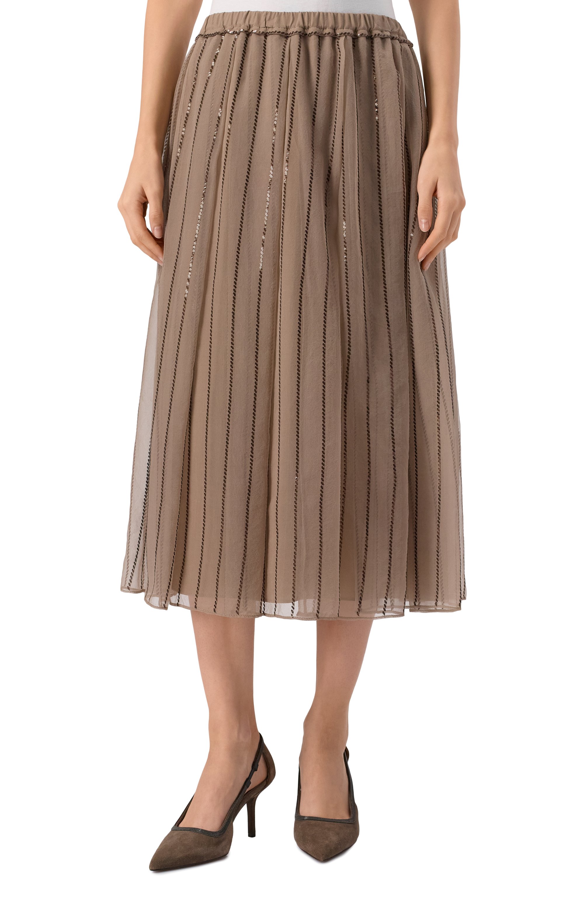 Шелковая юбка BRUNELLO CUCINELLI бежевого цвета по цене 567500 руб., арт. MP940G3884, фото 3 Шелковая юбка BRUNELLO CUCINELLI, арт. MP940G3884, фото 3