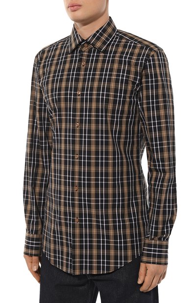 Хлопковая рубашка BOSS коричневого цвета по цене 10560 руб., арт. 50496168, фото 3 Хлопковая рубашка BOSS, арт. 50496168, фото 3