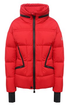 Женская пуховая куртка MONCLER красного цвета, арт. F2-098-1A526-00-5399E | Фото 1 (Рукава: Длинные; Длина (верхняя одежда): Короткие; Материал внешний: Синтетический материал; Материал утеплителя: Пух и перо; Материал подклада: Синтетический материал; Стили: Спорт-шик; Кросс-КТ: Куртка, Утепленные; Драгоценные камни: Проставлено; Материал сплава: Проставлено)