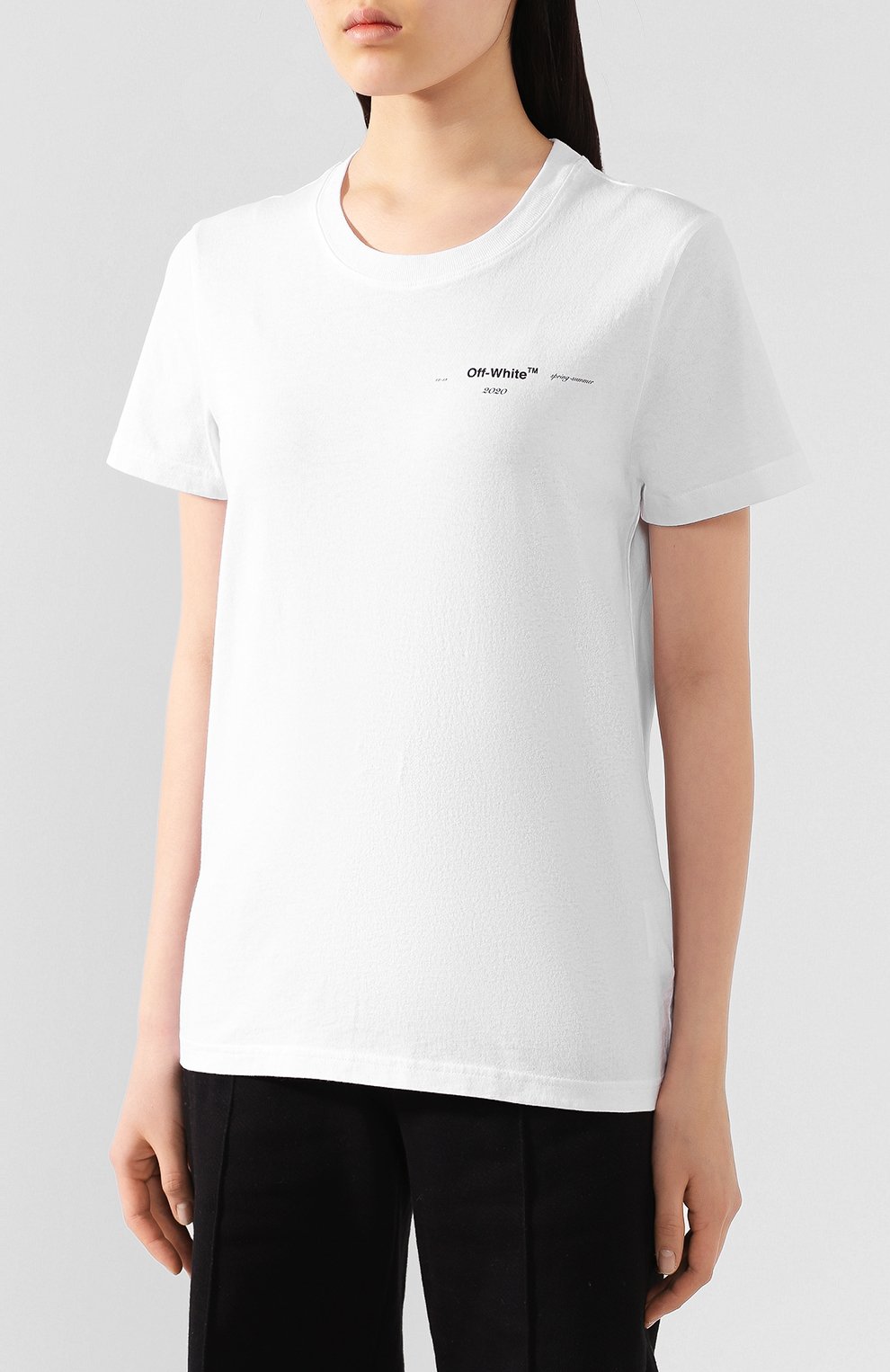 Хлопковая футболка OFF-WHITE белого цвета по цене 25500 руб., арт. 0WAA049S20JER0100184, фото 3 Хлопковая футболка OFF-WHITE, арт. 0WAA049S20JER0100184, фото 3
