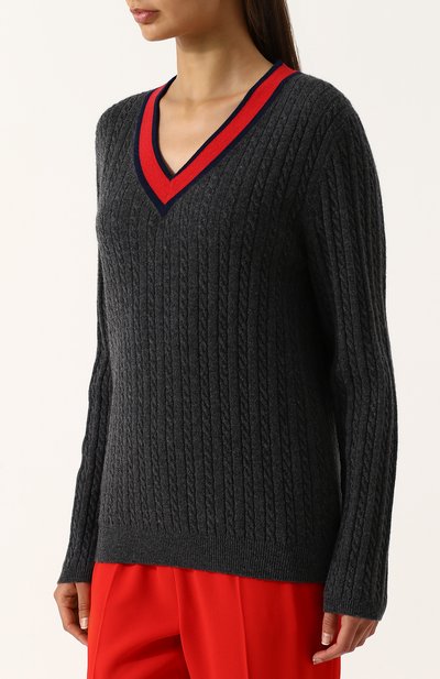 Кашемировый пуловер фактурной вязки с v-образным вырезом FTC, арт. 708-1110, фото 3