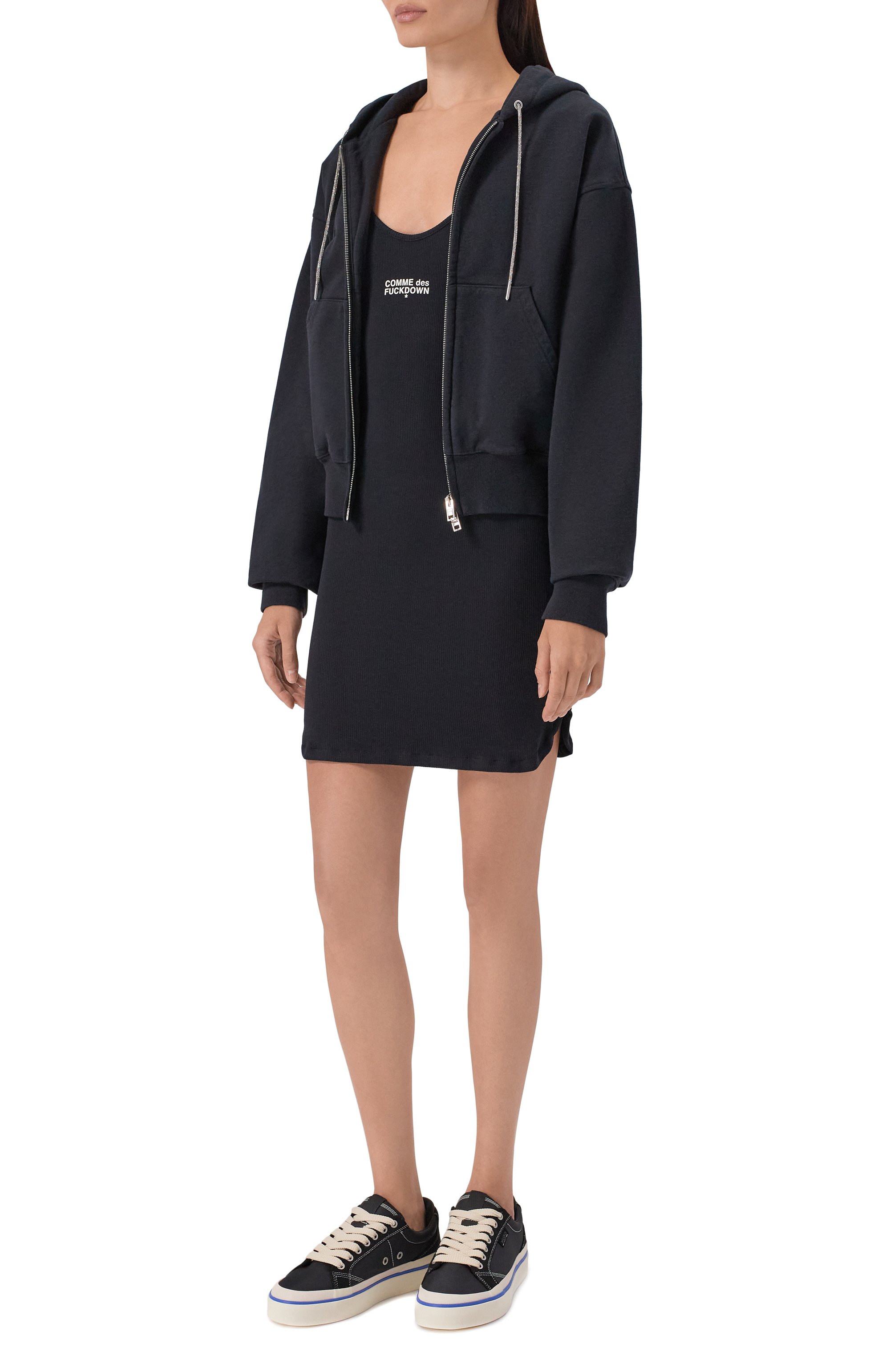 Хлопковое платье COMME DES FUCKDOWN черного цвета по цене 9910 руб., арт. CFABW01674, фото 2 Хлопковое платье COMME DES FUCKDOWN, арт. CFABW01674, фото 2