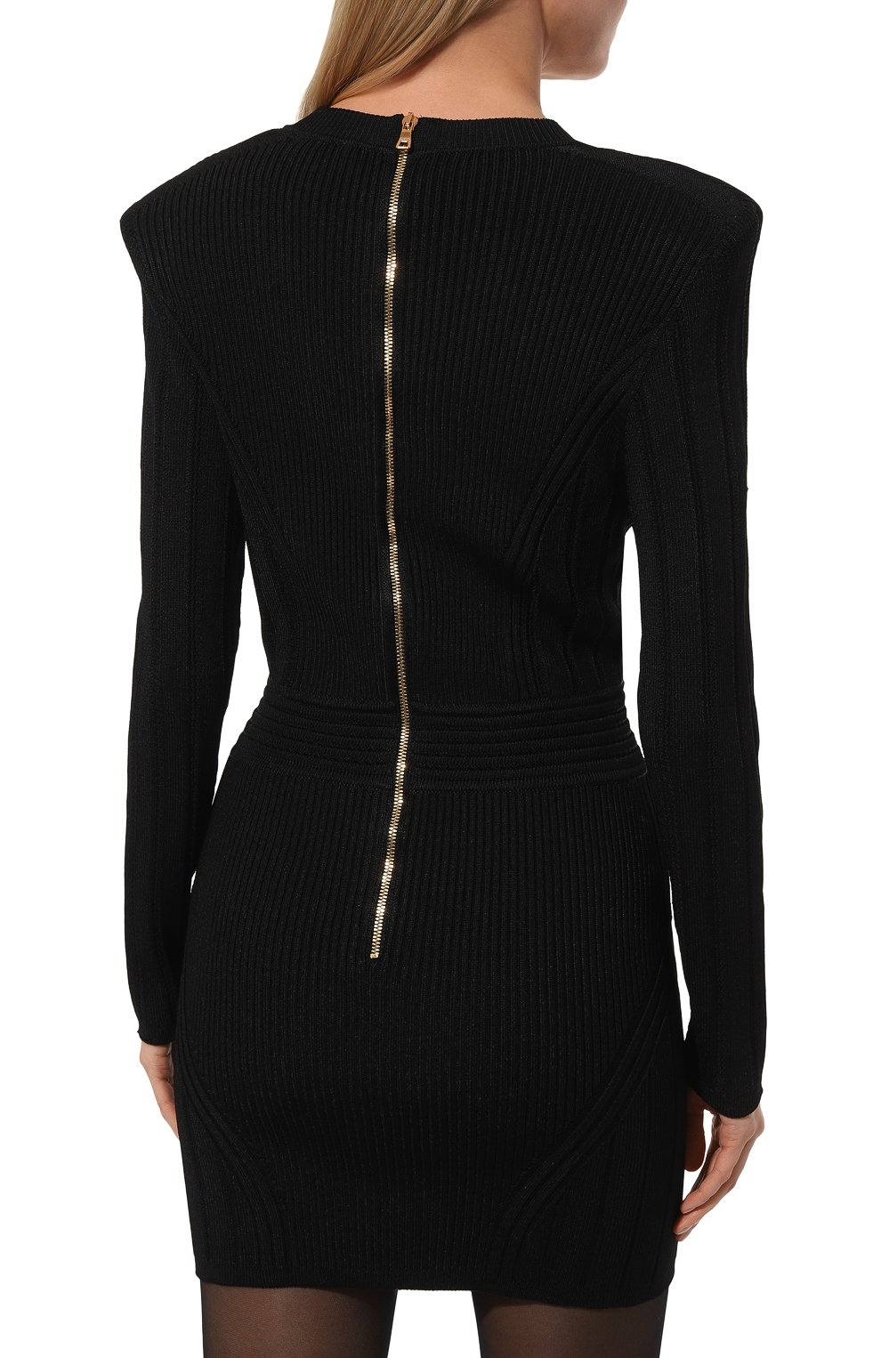 Платье из вискозы BALMAIN черного цвета по цене 213000 руб., арт. YF0R8062KB39, фото 4 Платье из вискозы BALMAIN, арт. YF0R8062KB39, фото 4