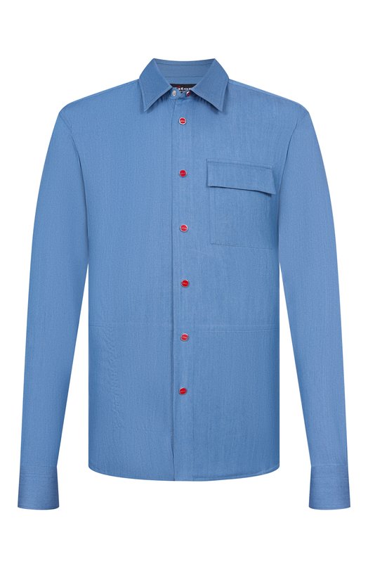 Хлопковая рубашка Kiton UMCBUBAH09696 Голубой UMCBUBAH09696