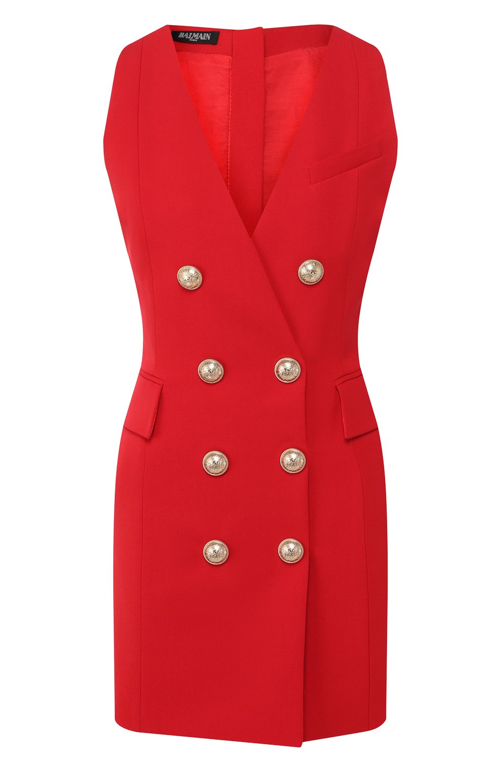 Шерстяное платье BALMAIN красного цвета по цене 238500 руб., арт. SF16144/W034, фото 1 Шерстяное платье BALMAIN, арт. SF16144/W034, фото 1