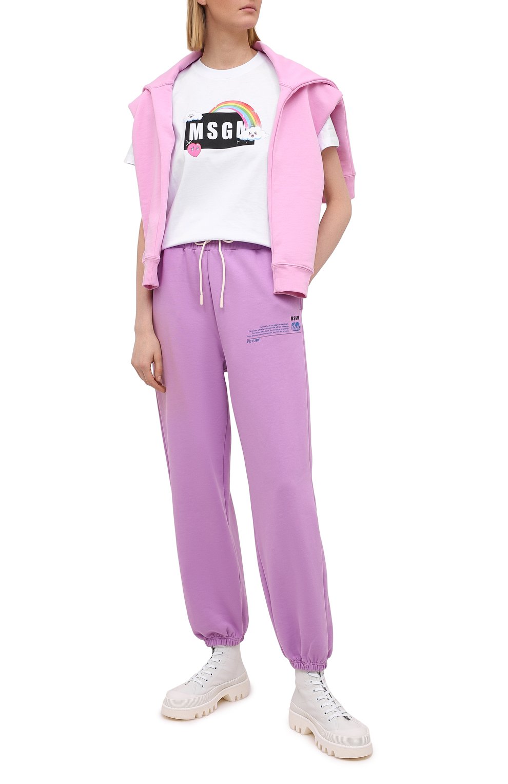 Хлопковая футболка MSGM белого цвета по цене 15600 руб., арт. 3041MDM169 217298, фото 2 Хлопковая футболка MSGM, арт. 3041MDM169 217298, фото 2