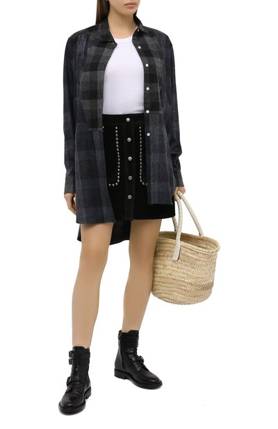 Кожаная юбка GOLDEN GOOSE DELUXE BRAND черного цвета по цене 87250 руб., арт. GWP00187.P000154, фото 2 Кожаная юбка GOLDEN GOOSE DELUXE BRAND, арт. GWP00187.P000154, фото 2