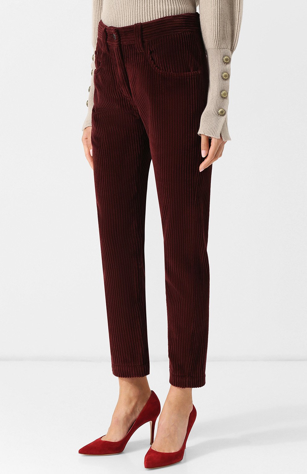 Вельветовые брюки BRUNELLO CUCINELLI бордового цвета по цене 95200 руб., арт. MA107P6846, фото 3 Вельветовые брюки BRUNELLO CUCINELLI, арт. MA107P6846, фото 3